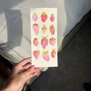 Hand-Painted Strawberry Art Card